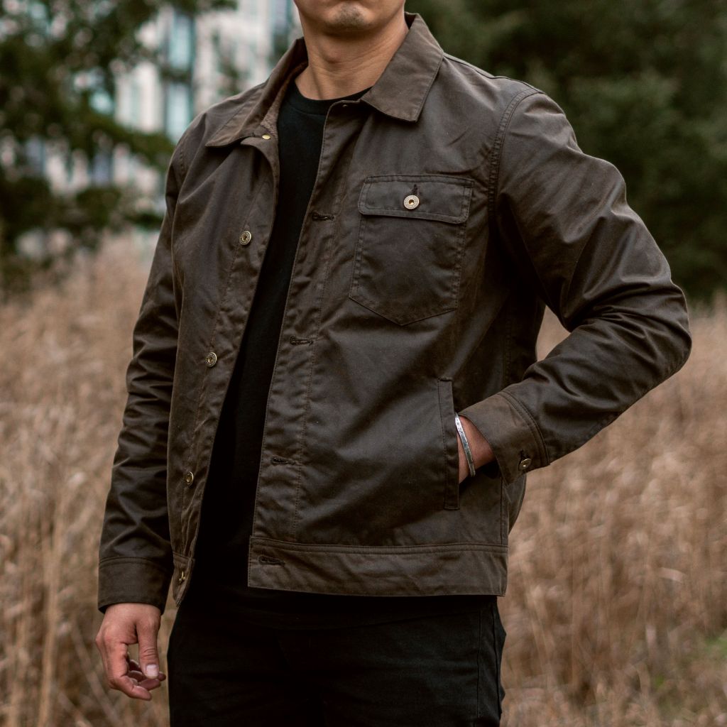 Waxed Canvas Field Jacket | Dark Olive - Image 2